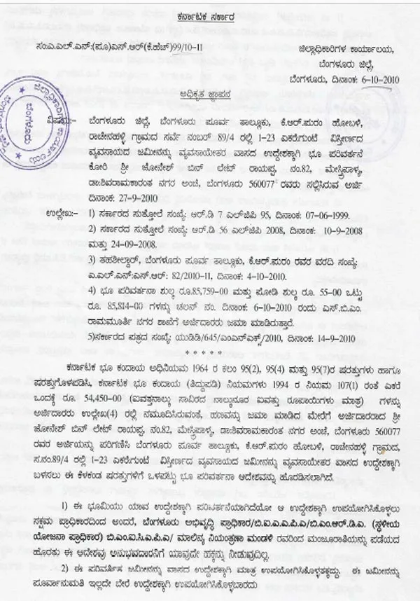 Conversion from agricultural to non-agricultural land