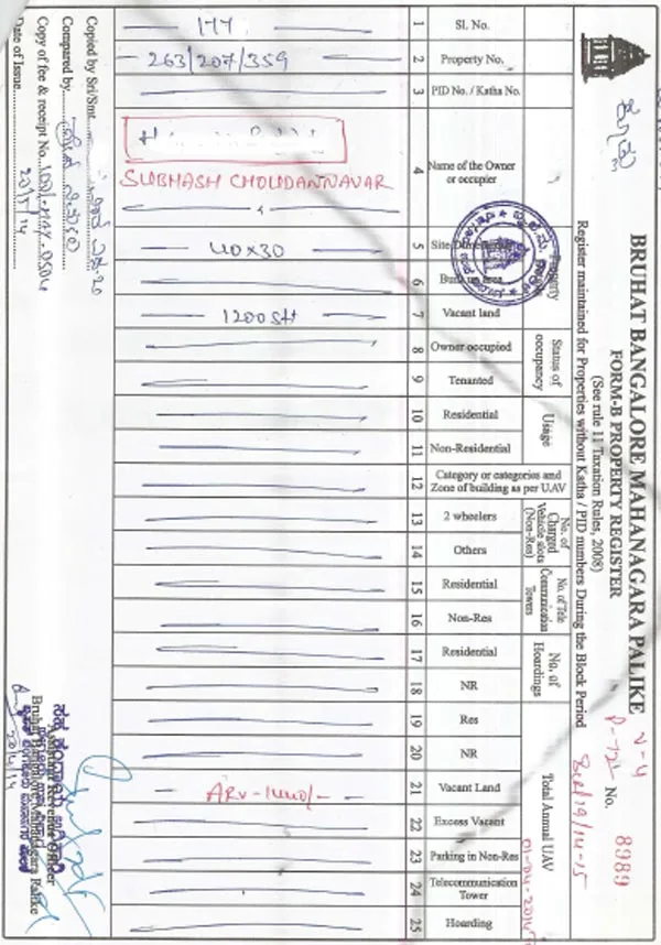 Khata Extract BBMP